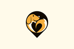 Dog Love Location Cute Logo