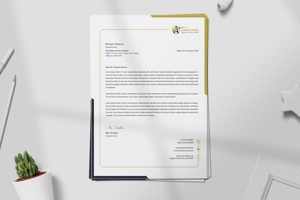 Clean Letterhead Word, a Stationery Template by ResumeDevisers (Photo 3 of 7)