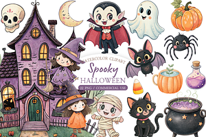 Watercolor Halloween PNG Bundle