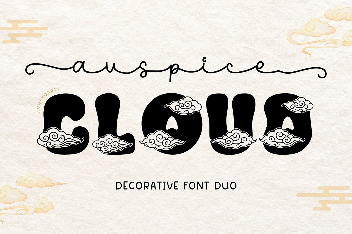 Auspice Cloud - Chinese Font Duo, a Script Font by AnningArts (Photo 1 of 8)