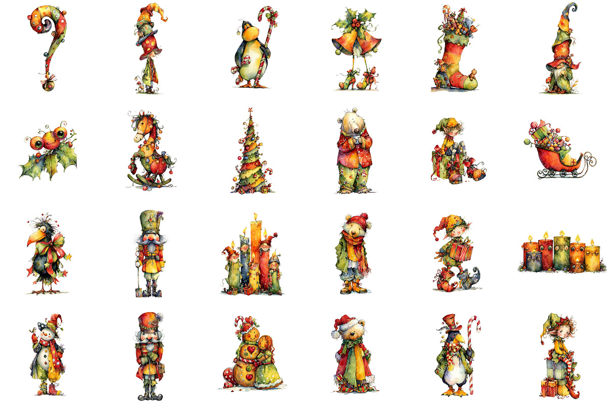 Watercolor Quirky Christmas Bundle C, an Illustration by Sublimation Artist (Photo 2 of 6)