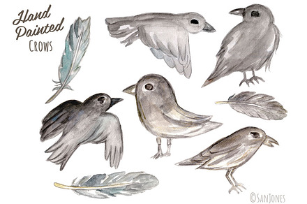 Watercolor Crows