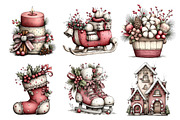 Watercolor Vintage Christmas Clipart, a Seasonal Illustration by Creative Art (Thumbnail 3 of 7)