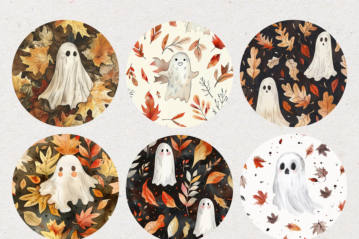 Autumn Halloween Ghost Patterns, a Pattern Graphic by Natural Planners (Photo 3 of 4)
