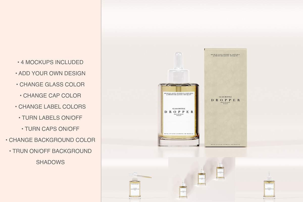 Serum Glass Dropper Bottle Mockup, a Packaging Mockup by Zumrod (Photo 1 of 7)