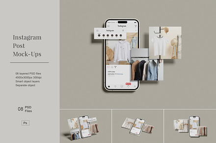 Instagram Post Mockup, a Poster Template by Pexelcorner