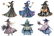 Watercolor Toile Witch Clipart, a Seasonal Illustration by CitraGraphics (Thumbnail 3 of 4)