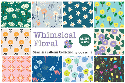 20 WHIMSICAL FLORAL seamless pattern