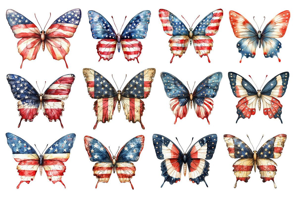 American Flag Butterfly Clipart, an Illustration by Dream Creation (Photo 4 of 4)