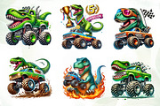 T-Rex Dinosaur Monster Truck Clipart, an Illustration by CreationArt (Thumbnail 5 of 5)