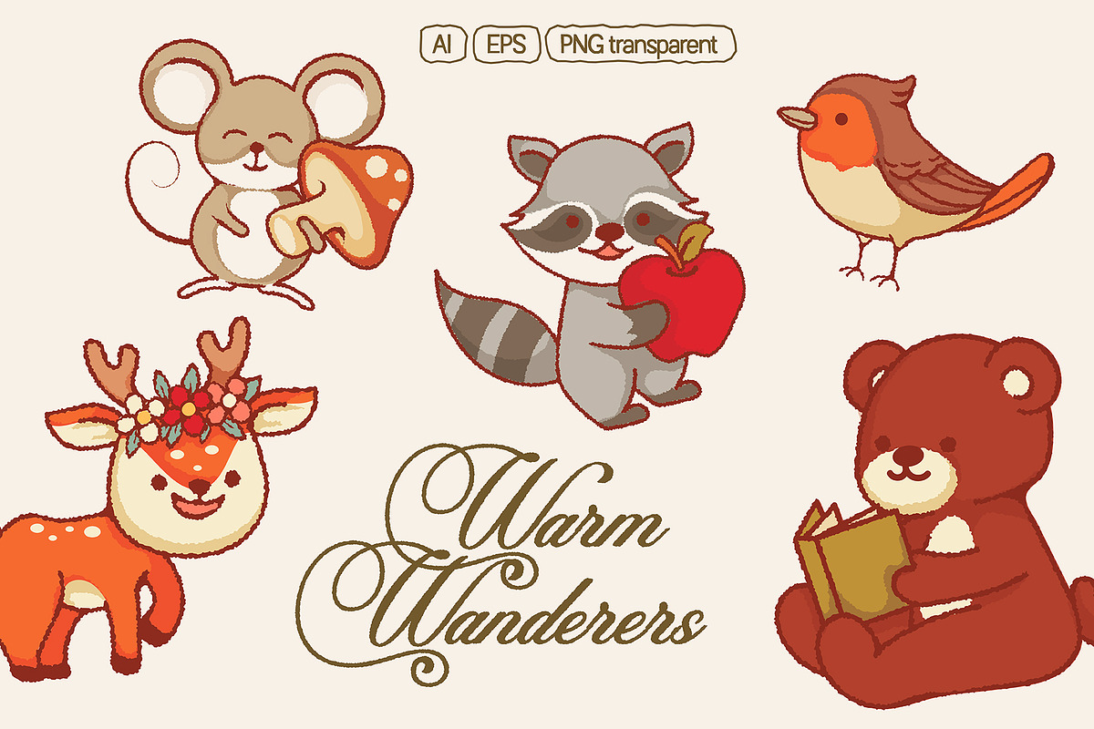 Whimsical Forest Friend - Vector Set, an Animal Illustration by Invisual Studio (Photo 4 of 9)