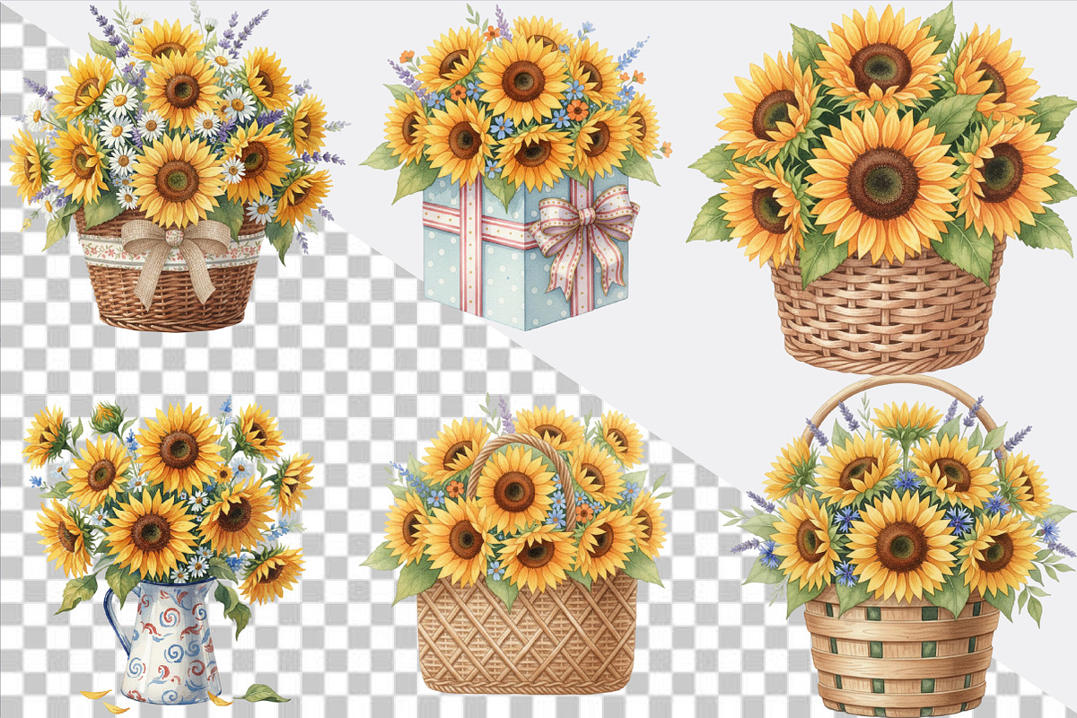 Watercolor Summer Sunflower PNG Clip, an Illustration by SVGArt (Photo 2 of 9)