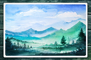 Watercolor Vector Landscapes set#2, an Illustration by AlexGreenArt (Thumbnail 8 of 10)