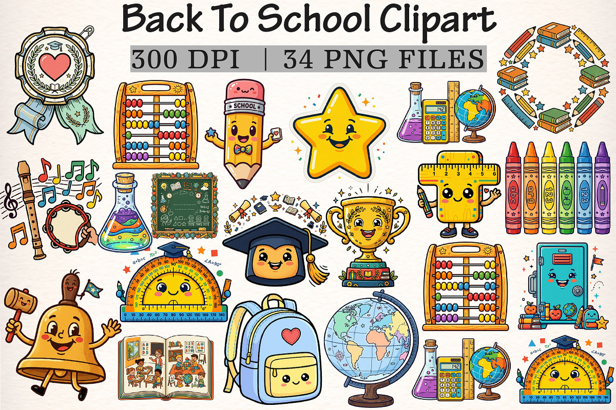 Back to School Clipart, a Transportation Illustration by Digital Artistic99 (Photo 1 of 9)