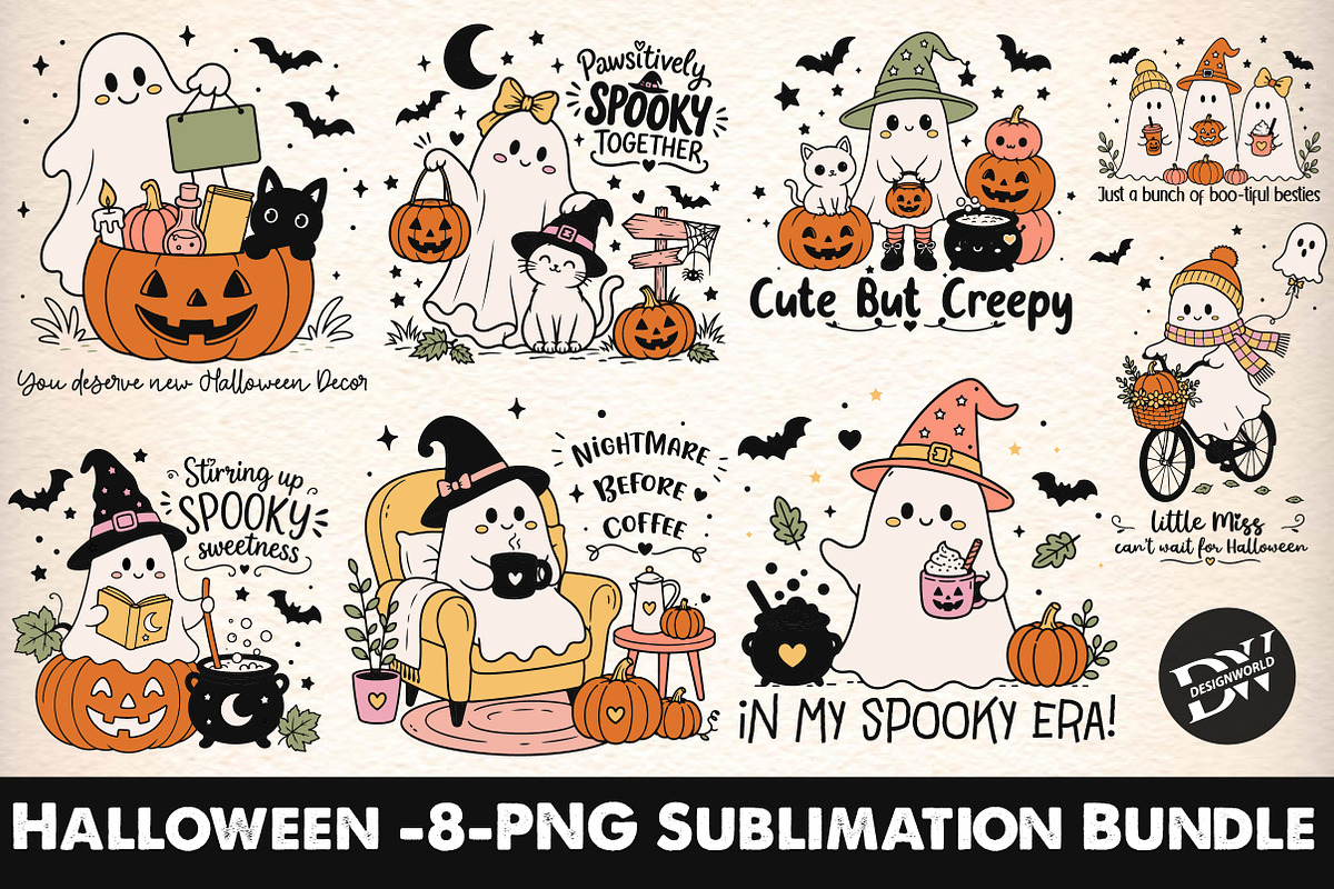 Halloween PNG Sublimation Bundle, a Seasonal Illustration by Designworld (Photo 1 of 9)