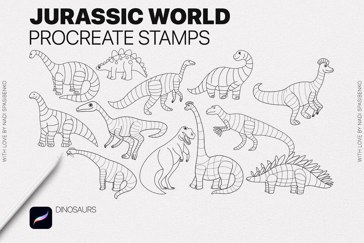 Jurassic World Procreate Stamp, a Brush Add-On by Spasibenko Art