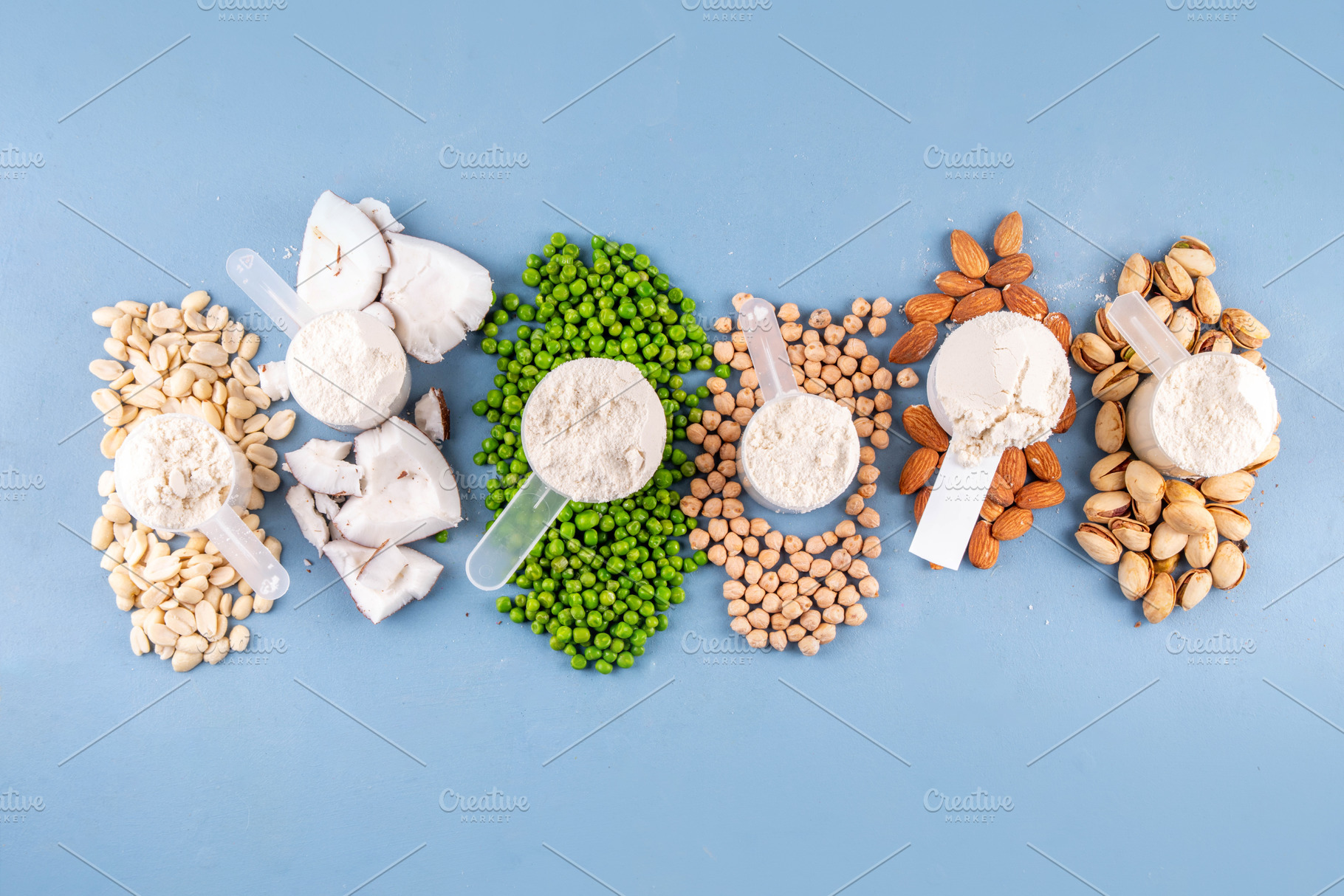 Various source vegan protein powders, a Food & Drink Photo by Rimma