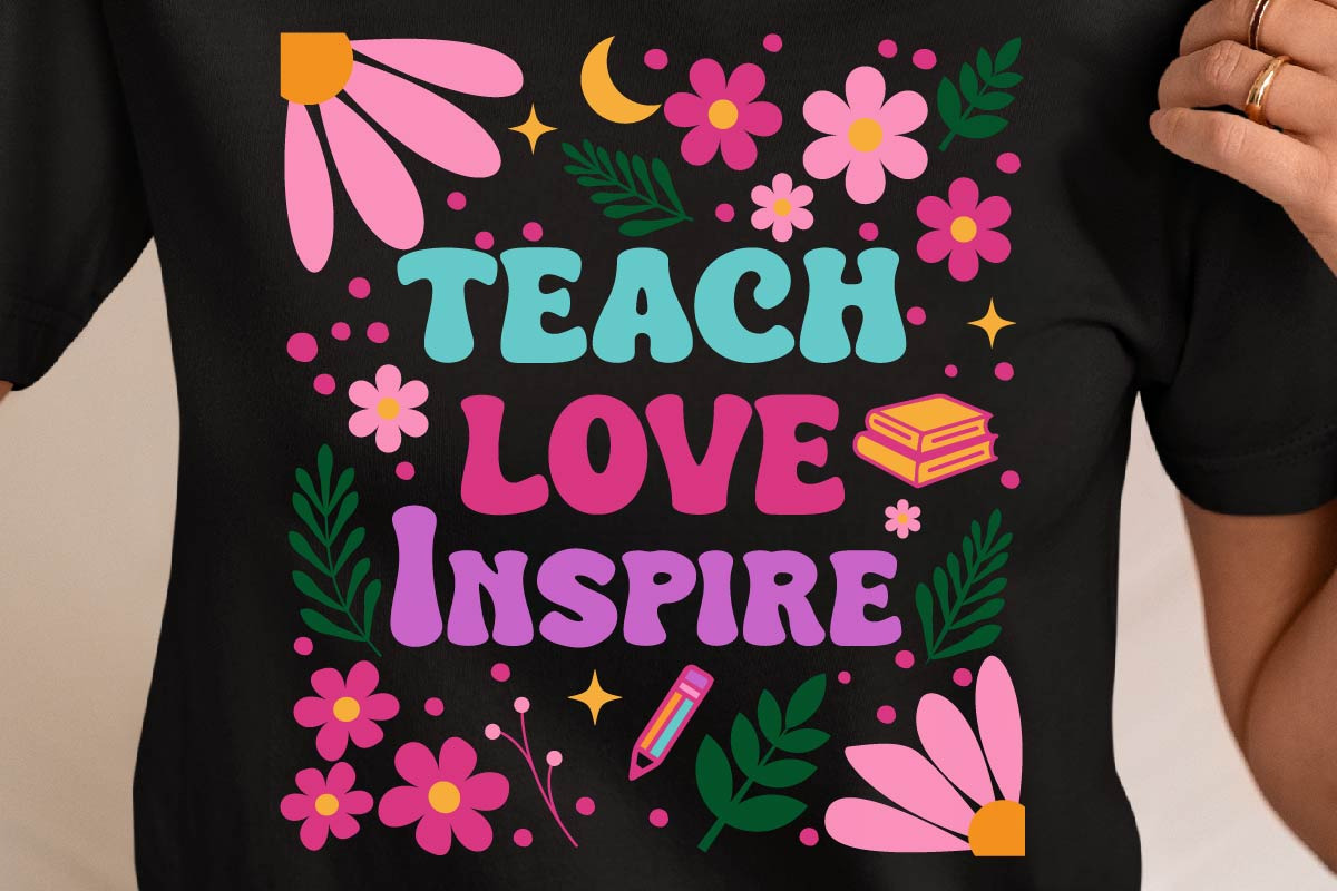 Boho Floral Teacher Love Inspire SVG, an Object Graphic by EllaMaiyaali (Photo 2 of 5)