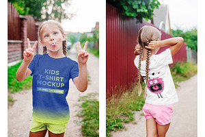 Kids Girl T-Shirt PSD Mockups Vol9