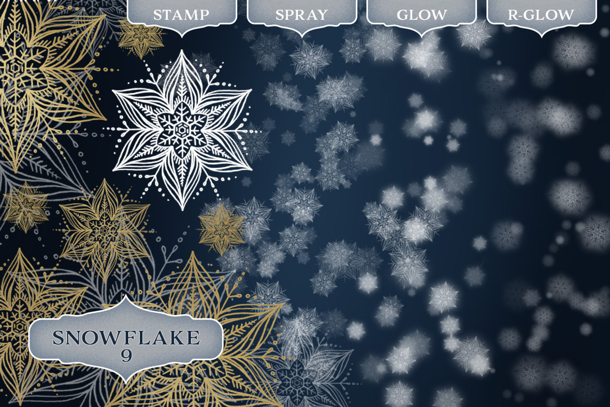 Snowflake Photoshop Brush set, a Brush Add-On by Wonderbox Creative (Photo 10 of 13)