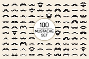 Moustache Icons Set Illustration, a Solid Icon by Designfour (Thumbnail 1 of 6)