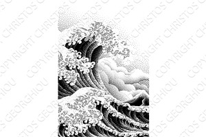 Great Wave Ocean Sea Japanese Design, a Background Graphic by Christos Georghiou