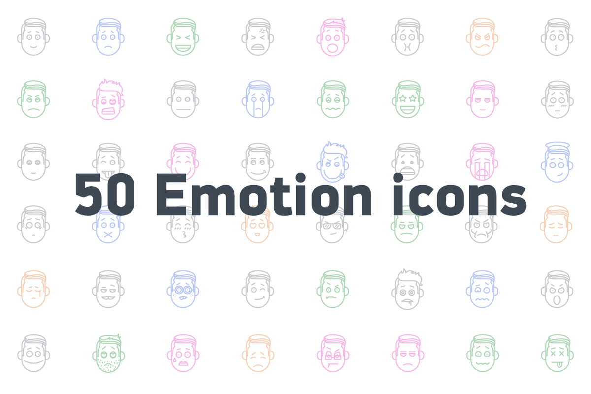 50 Emotion line icons, an Outline Icon by vladimir..lavrentev (Photo 2 of 6)