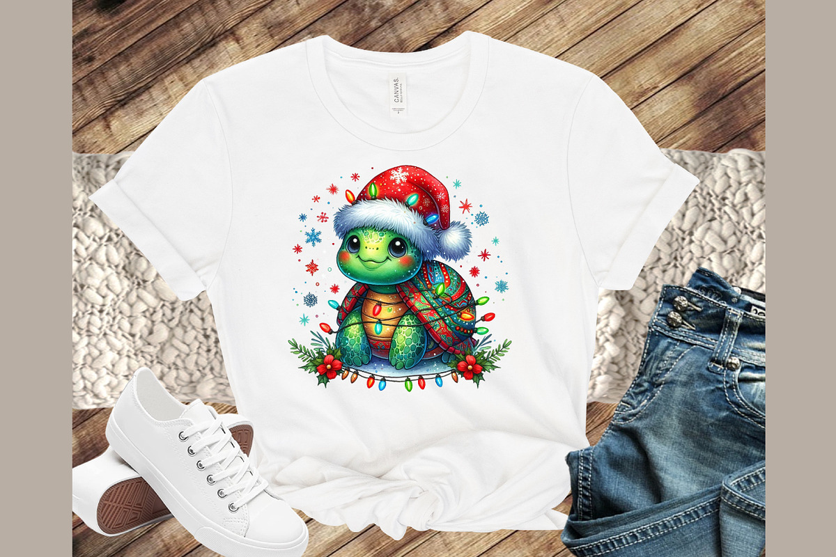 Watercolor Christmas Turtle Clipart, an Illustration by Sublimation Artist (Photo 4 of 9)
