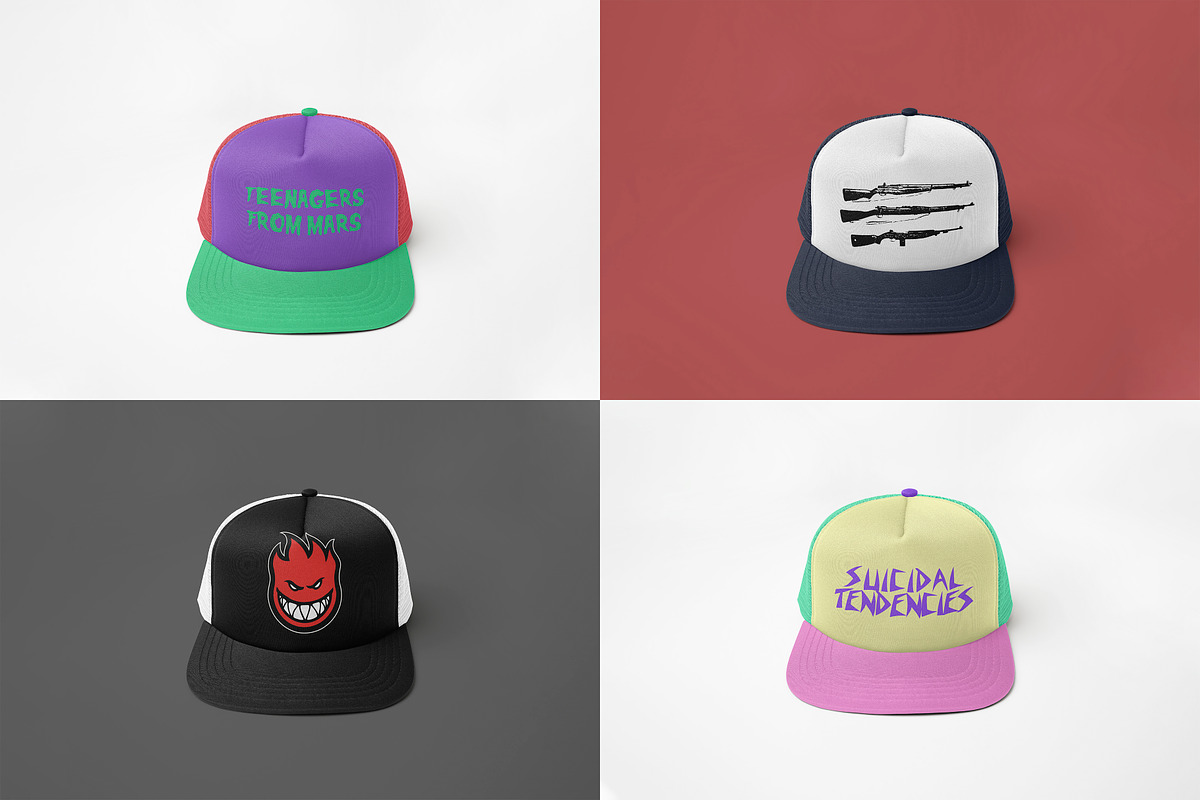 Realistic Trucker Hat Mockup, a Hat Mockup by Uncentrifuged Pressure (Photo 5 of 19)