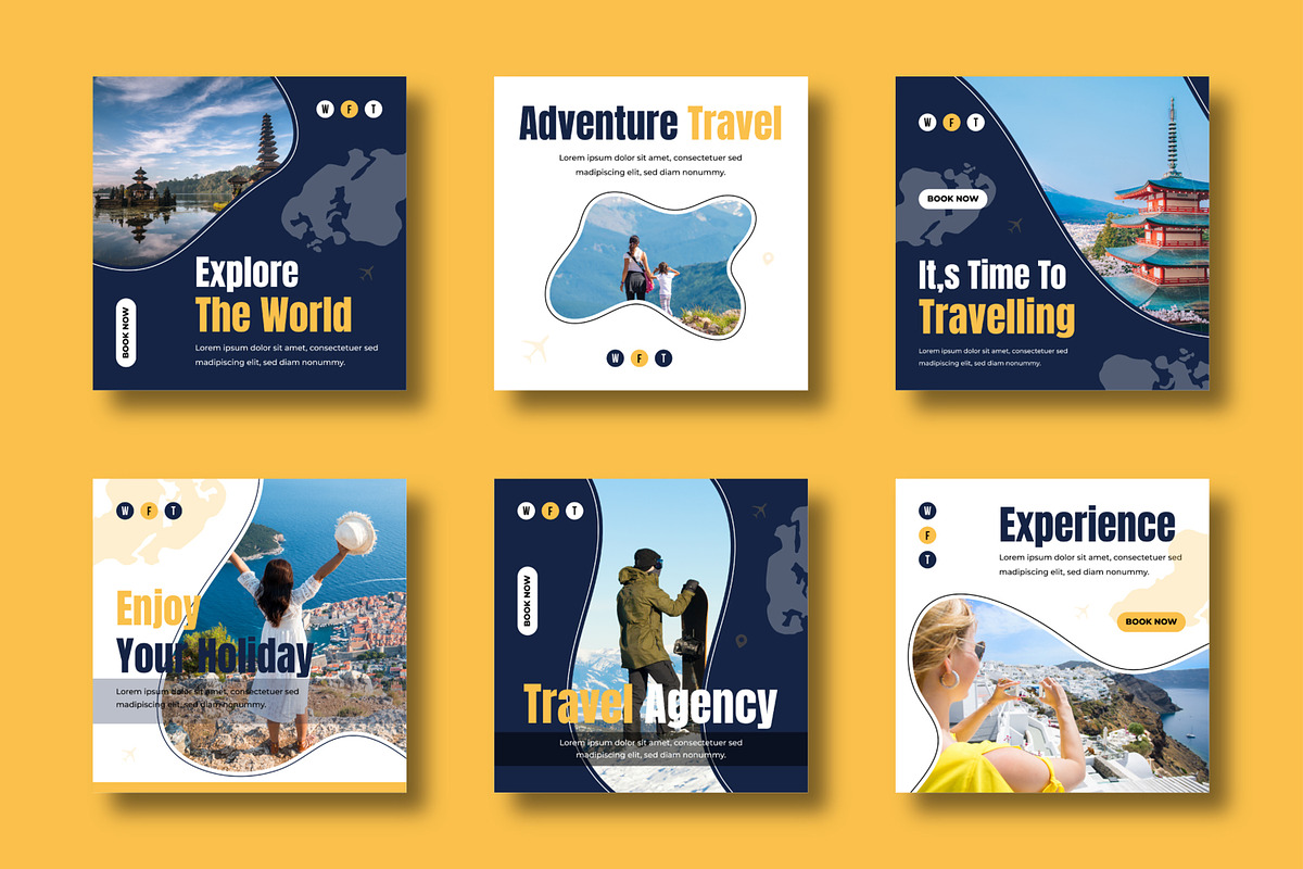 Travel Social Media Post Template, a Social Media Template by MightyDesign (Photo 1 of 8)