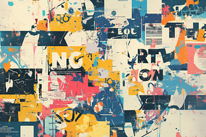 A vibrant abstract collage featuring a mix of colors and textures, with overlap, a Wallpaper Graphic by Textures & Backgrounds