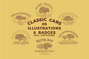 Classic Cars Illsutration and Badges