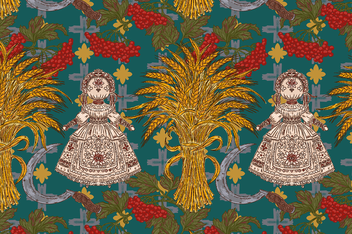 Slavic Harvest Folk Doll, a Pattern Graphic by NayaChu (Photo 1 of 6)