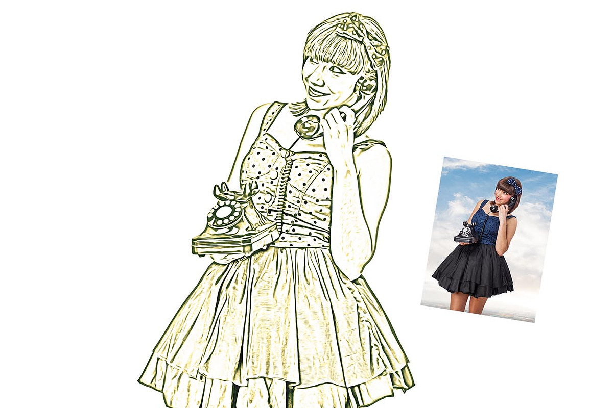 Vintage Beauties Sketch Ps Action, an Action Add-On by Studio Retouch (Photo 9 of 9)