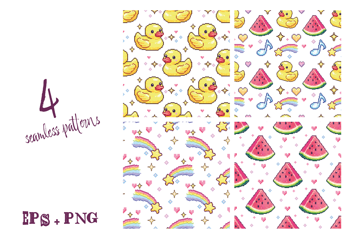 Cute Pixel Art Elements & patterns, an Object Illustration by Bielousova Art (Photo 3 of 3)