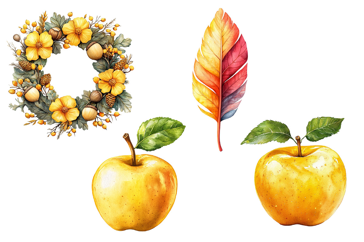 Watercolor Autumn  Harvest, an Illustration by Designworld (Photo 5 of 6)