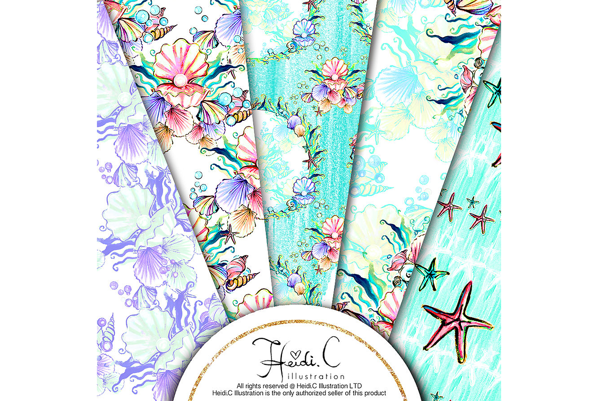 Mermaid Fantasy Paper Pack, a Pattern Graphic by HeidiCIllustration (Photo 3 of 5)