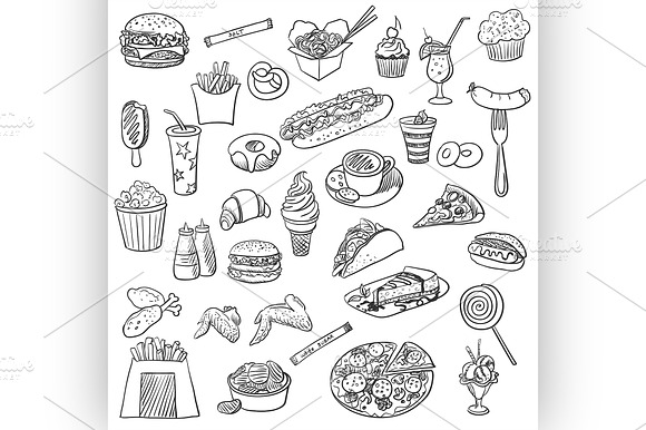 Doodle Icon Fast Food