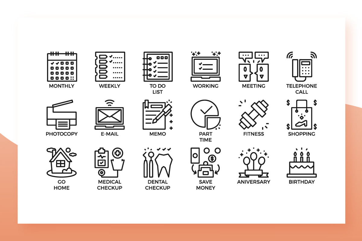 Activities Icons, an Outline Icon by Becris (Photo 2 of 3)