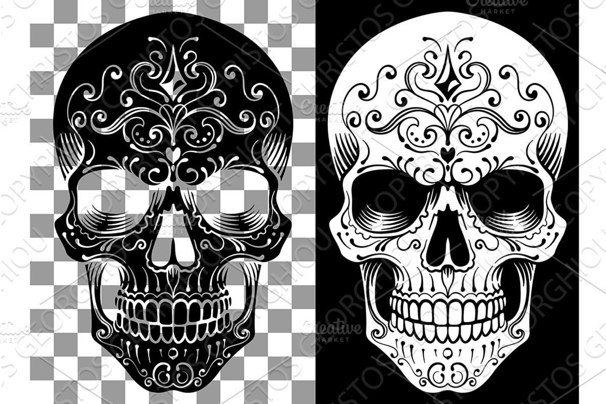 Skull Abstract Pattern Tattoo Design, an Illustration by Christos Georghiou