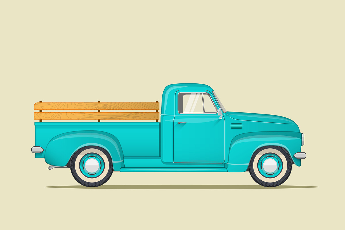 Classic American Pickup Truck, a Transportation Illustration by Crafter