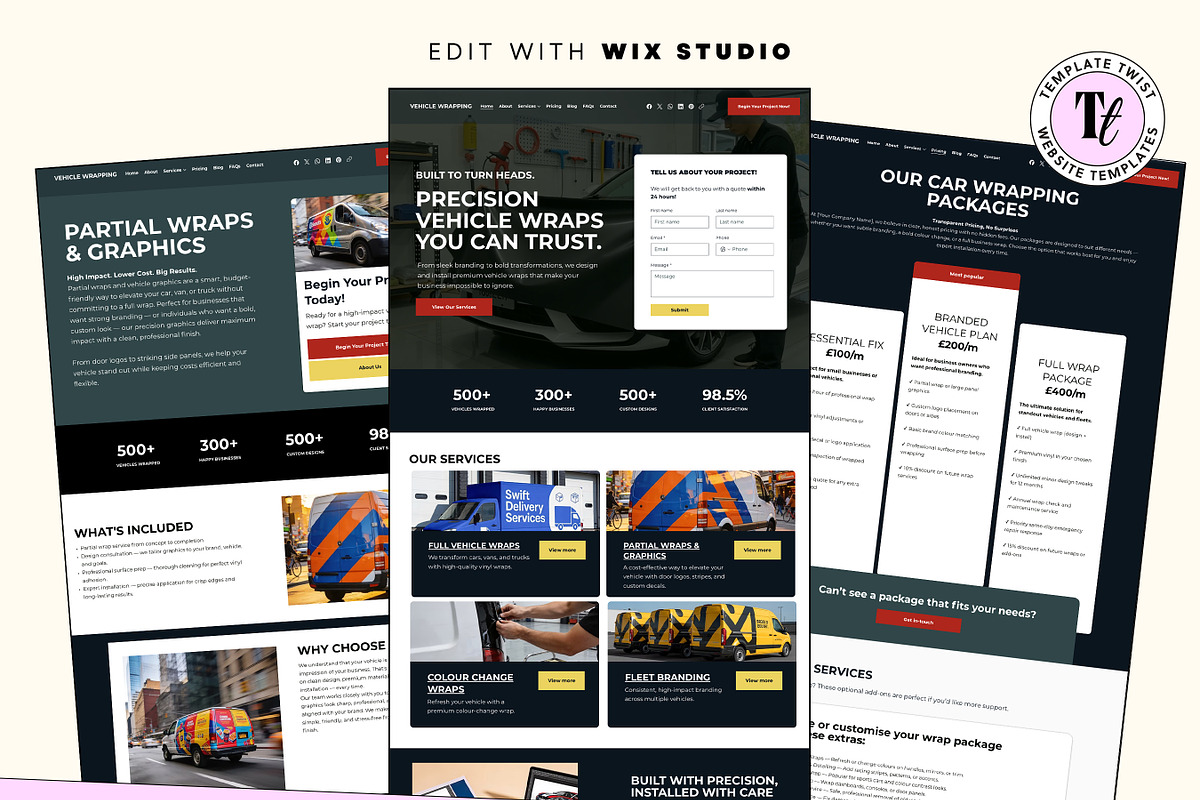 Vehicle Wrap Wix Studio Website, a Wix Template by Template Twist Shop (Photo 2 of 10)