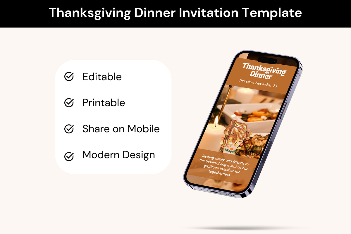 Thanksgiving Dinner Invitation, an Invitation Template by Adored Templates (Photo 1 of 10)