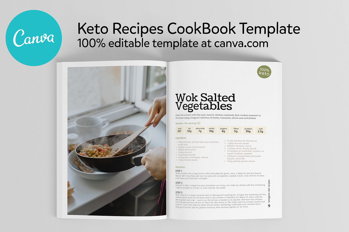 Keto Recipes Cookbook CANVA template, a Templates & Theme by DeLaGranSiete (Photo 5 of 10)