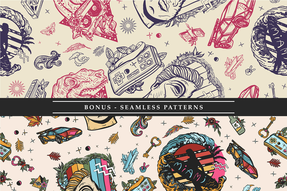 Retrowave old school tattoo, a Background Graphic by intueri (Photo 5 of 7)