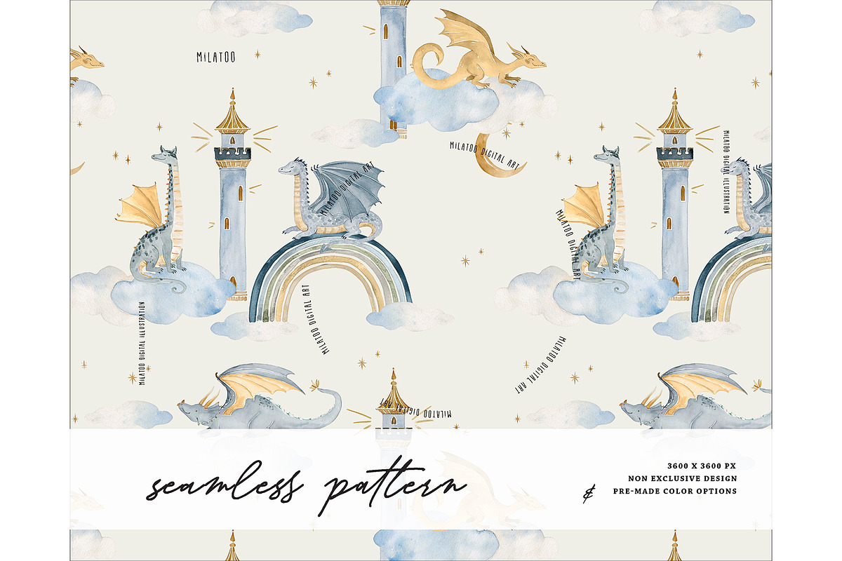 Distant kingdom dragon isle pattern, a Pattern Graphic by Milatoo (Photo 1 of 4)