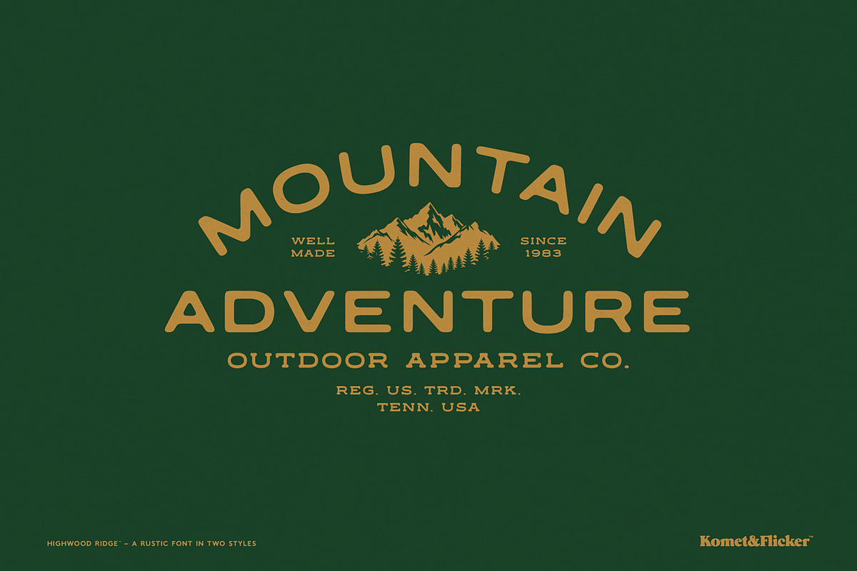 Highwood Ridge - A Rustic Font, a Serif Font by Komet & Flicker (Photo 9 of 15)