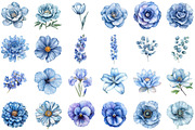 Dusty Blue Floral Clipart Watercolor, an Illustration by Sublimation Artist (Thumbnail 2 of 6)