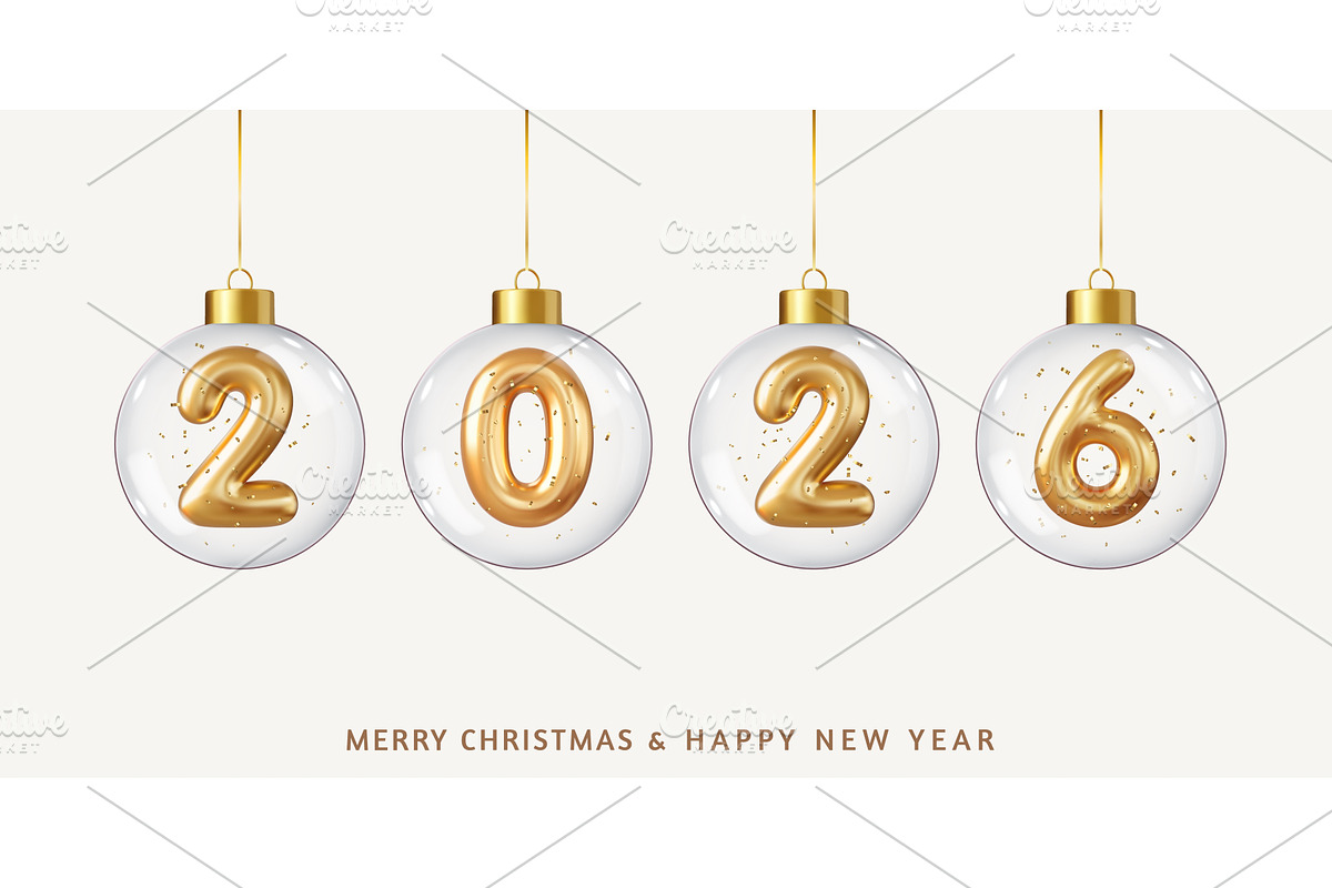 3d Christmas and New Year 2026, an Object Illustration by ModVector