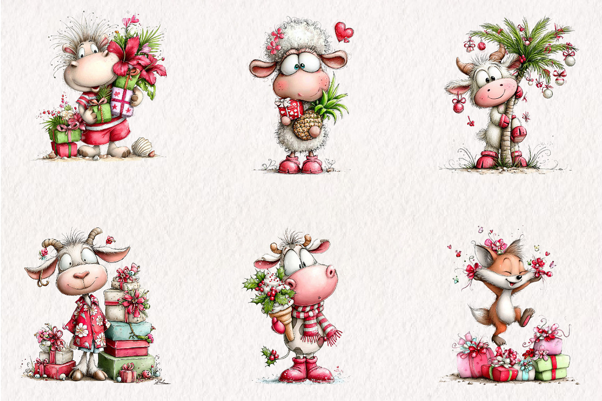 Whimsical Christmas in July Animals, a Seasonal Illustration by CreationArt (Photo 6 of 6)